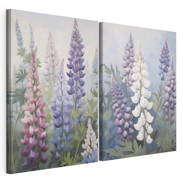 Modularer Leinwanddruck Leuchtende Blüten in sanften Farbtönen