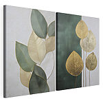 Modularer Leinwanddruck Collage aus Blättern an einer Wand
