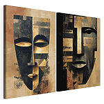 Modularer Leinwanddruck Collage aus zwei Masken