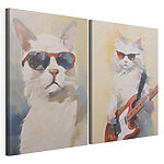 Modularer Leinwanddruck Katze mit Sonnenbrille, die eine Gitarre in der Hand hält
