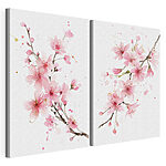 Modularer Leinwanddruck Aquarell mit rosa Blumen