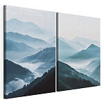 Modularer Leinwanddruck Collage aus Bergen im Nebel