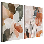 Modularer Leinwanddruck Abstrakte Blumenkunst in sanften Farben
