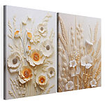 Modularer Leinwanddruck Collage aus Blumen und Weizen