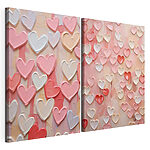 Modularer Leinwanddruck Collage aus rosa und weißen Herzen