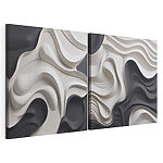 Modularer Leinwanddruck Fließende Formen in monochromer Harmonie