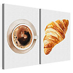 Modularer Leinwanddruck Ein Croissant und eine Tasse Kaffee