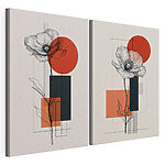 Modularer Leinwanddruck Collage aus Blumen und geometrischen Formen