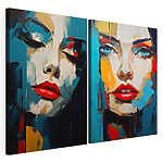 Modularer Leinwanddruck Collage des Gesichts einer Frau
