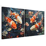 Modularer Leinwanddruck Collage von ein paar Fischen, die im Wasser schwimmen