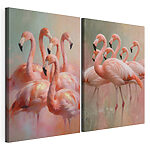Modularer Leinwanddruck Eine Gruppe Flamingos, die beieinander stehen