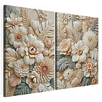 Modularer Leinwanddruck Collage aus Blumen und Blättern