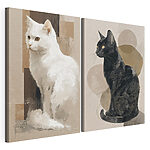 Modularer Leinwanddruck Weiße Katze und schwarze Katze