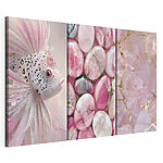 Modularer Leinwanddruck Collage aus rosa und weißen Steinen