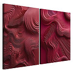 Modularer Leinwanddruck Rote und rosa Wellenlinien