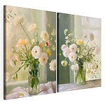 Modularer Leinwanddruck Collage aus Blumen in einer Vase