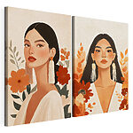 Modularer Leinwanddruck Collage einer Frau mit Blumen