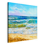 Wandbilder Aquarell von Wellen, die an einem Strand brechen