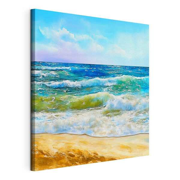 Aquarell von Wellen, die an einem Strand brechen Wandbilder Aquarell von Wellen, die an einem Strand brechen